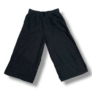 Banana Republic Black Linen Blend Wide Leg Cropped Pants Women's L High Rise